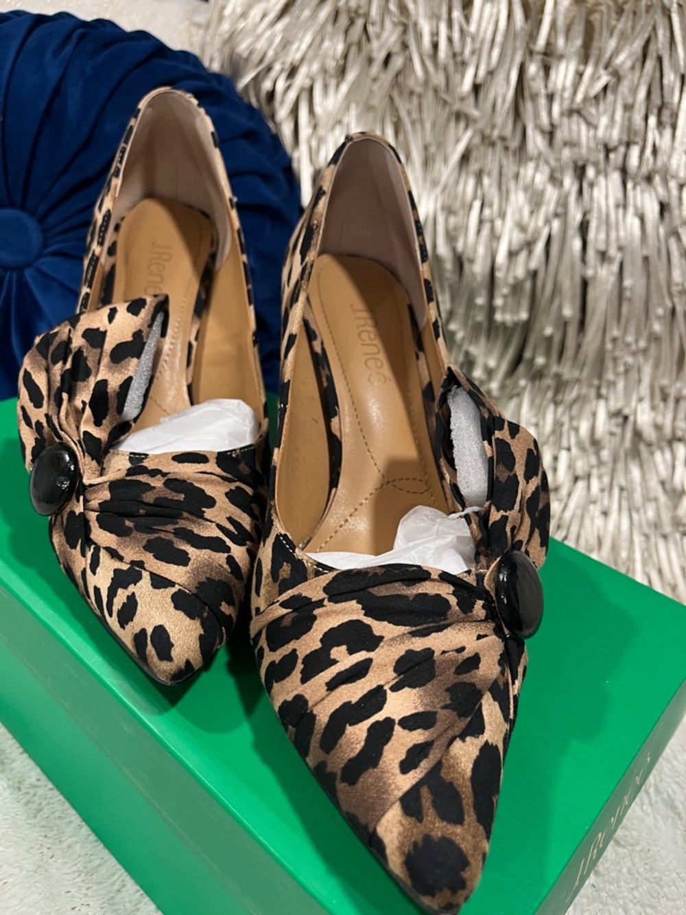 J.Renee Hirisha Leopard Print Pointed Toe Pumps in Tan and Black